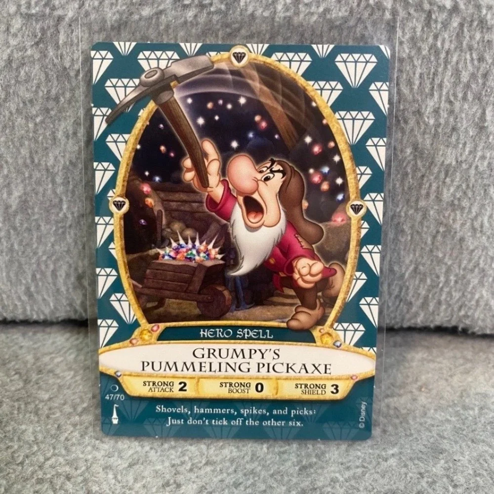 Disney Sorcerers Magic Kingdom Card Grumpy's Pummeling Pickaxe 47/70 EUC